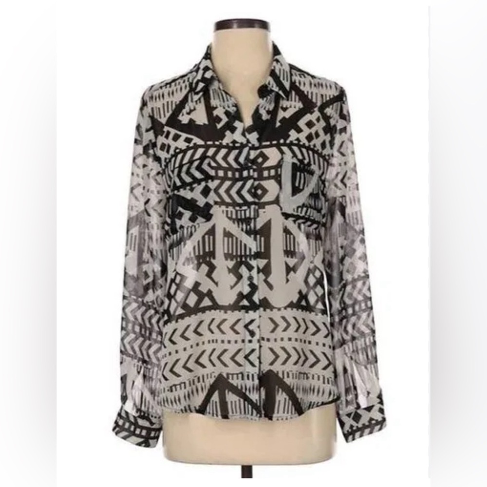 Eight Sixty Womens Long Sleeve Button Up Top Blouse S